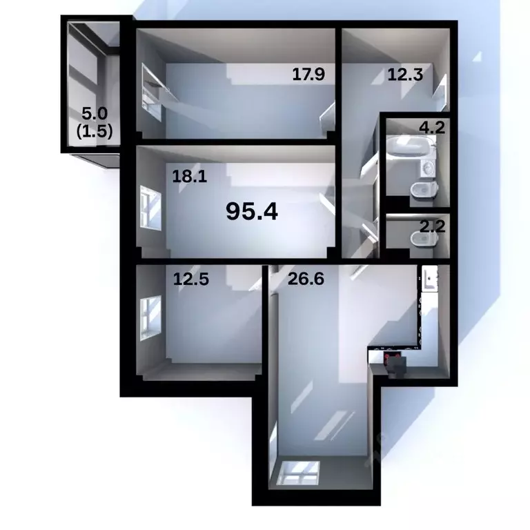 3-к кв. Псковская область, Псков Пароменская ул., 28 (95.4 м) - Фото 1