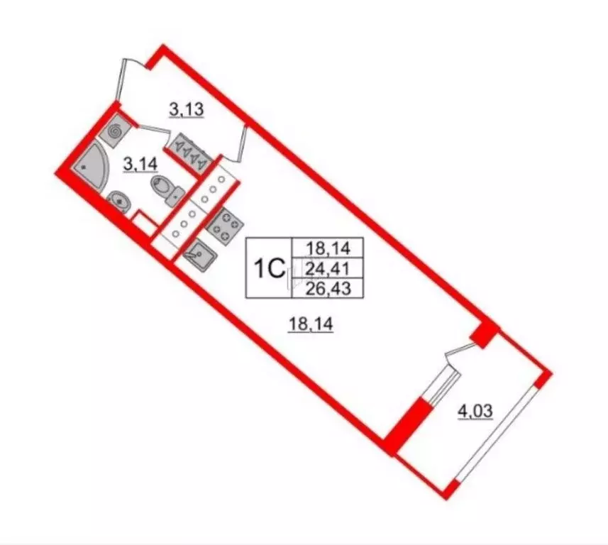 Квартира-студия: Санкт-Петербург, Архивная улица, 6 (24.4 м) - Фото 0