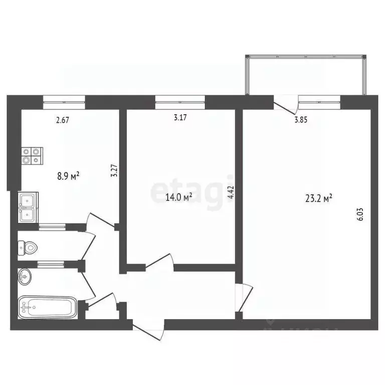 2-к кв. Ростовская область, Батайск ул. Ленина, 219 (47.0 м) - Фото 2