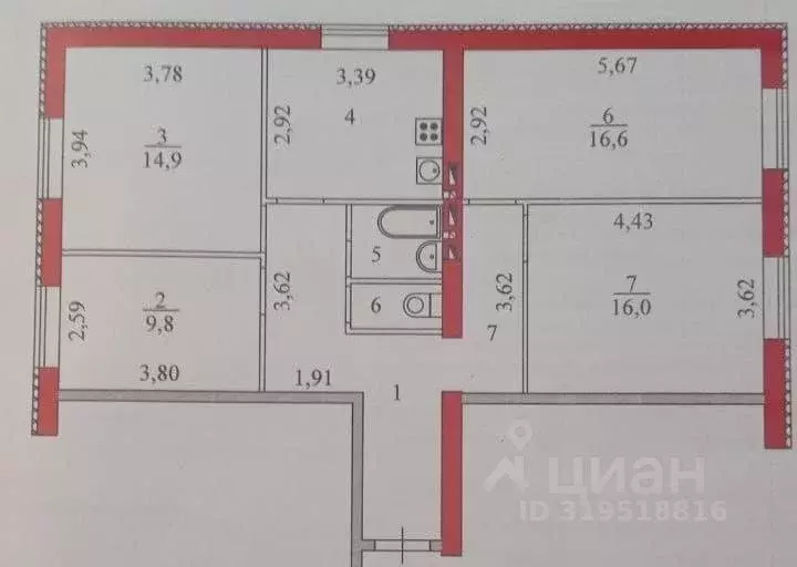 4-к кв. Волгоградская область, Волгоград ул. Ломоносова, 72 (87.2 м) - Фото 1