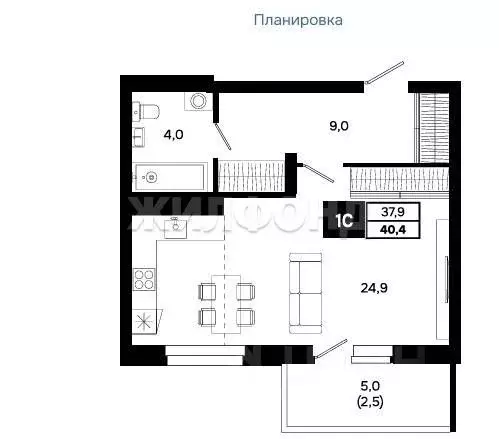 1-к кв. Новосибирская область, Кольцово рп просп. Никольский, 16 (40.0 ... - Фото 2