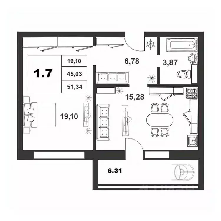 1-к кв. Новгородская область, Великий Новгород ул. Якова Павлова, 15 ... - Фото 1
