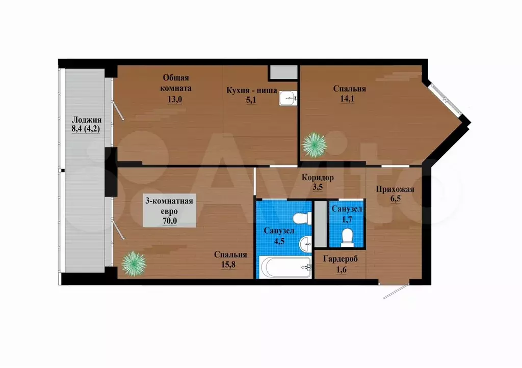 3-к. квартира, 70 м, 9/12 эт. - Фото 0