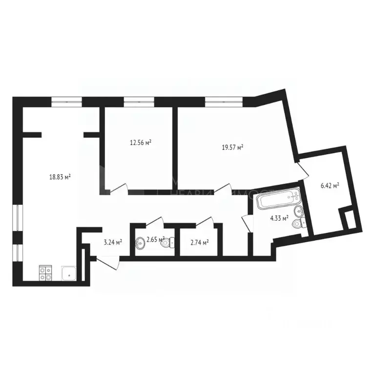 2-к кв. Тюменская область, Тюмень ул. Ю.-Р.Г. Эрвье, 38 (86.55 м) - Фото 1