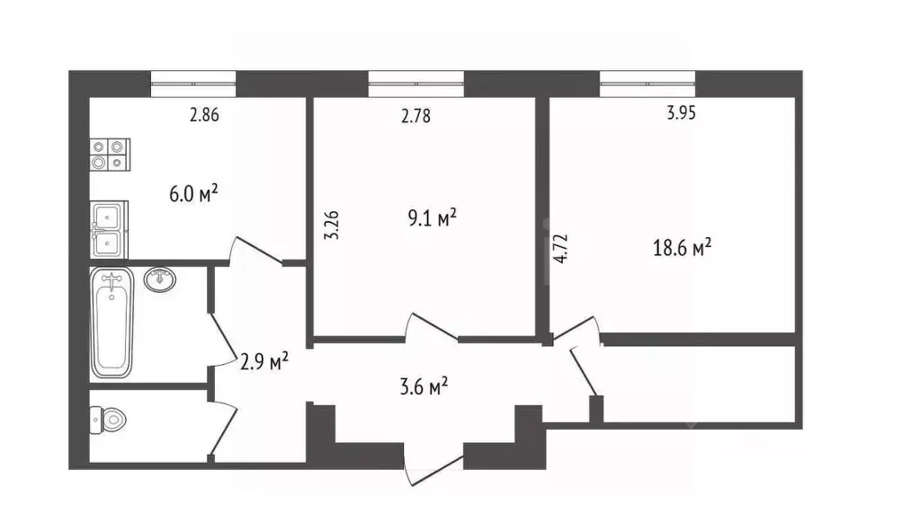 2-к кв. Вологодская область, Вологда Предтеченская ул., 60 (49.0 м) - Фото 2