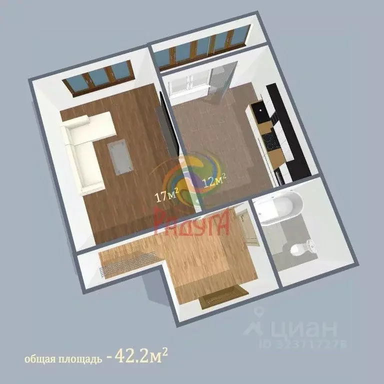 1-к кв. Ивановская область, Иваново ул. Демьяна Бедного, 1А (42.2 м) - Фото 2