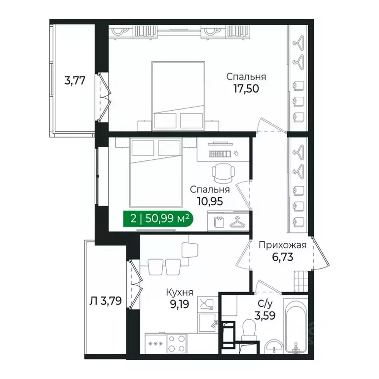 2-к кв. Ленинградская область, Сертолово Всеволожский район, ... - Фото 1