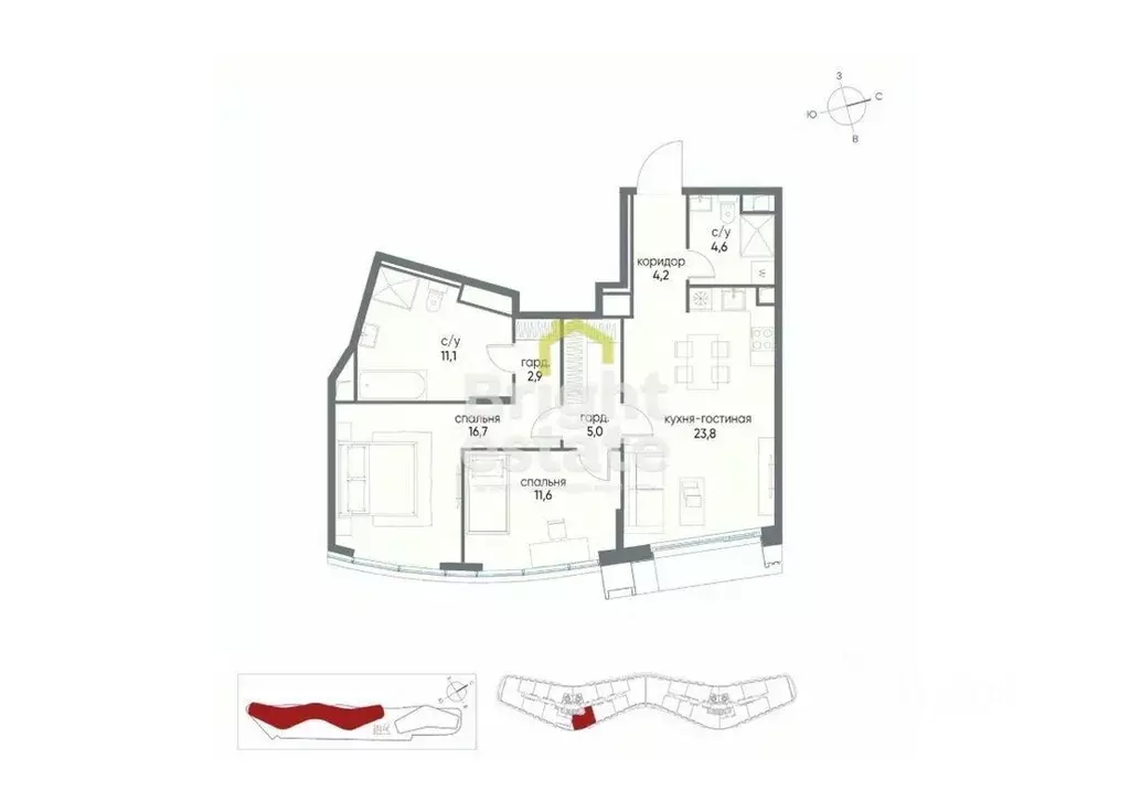 3-к кв. Москва ул. Нижние Мневники, 9 (79.9 м) - Фото 2