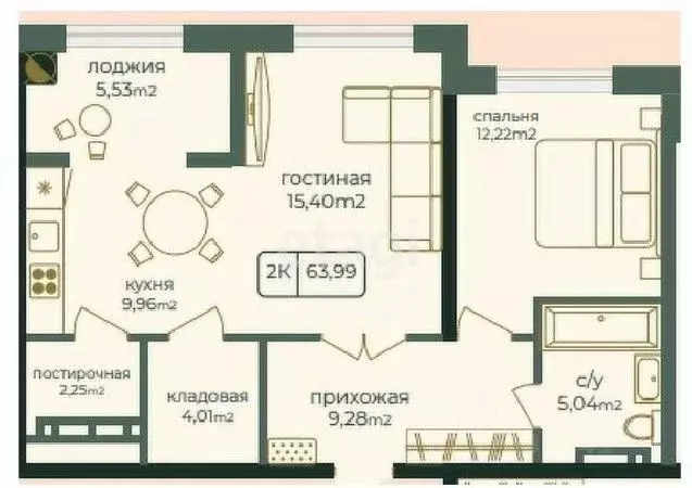 2-к кв. Дагестан, Каспийск просп. Акулиничева (63.99 м) - Фото 0