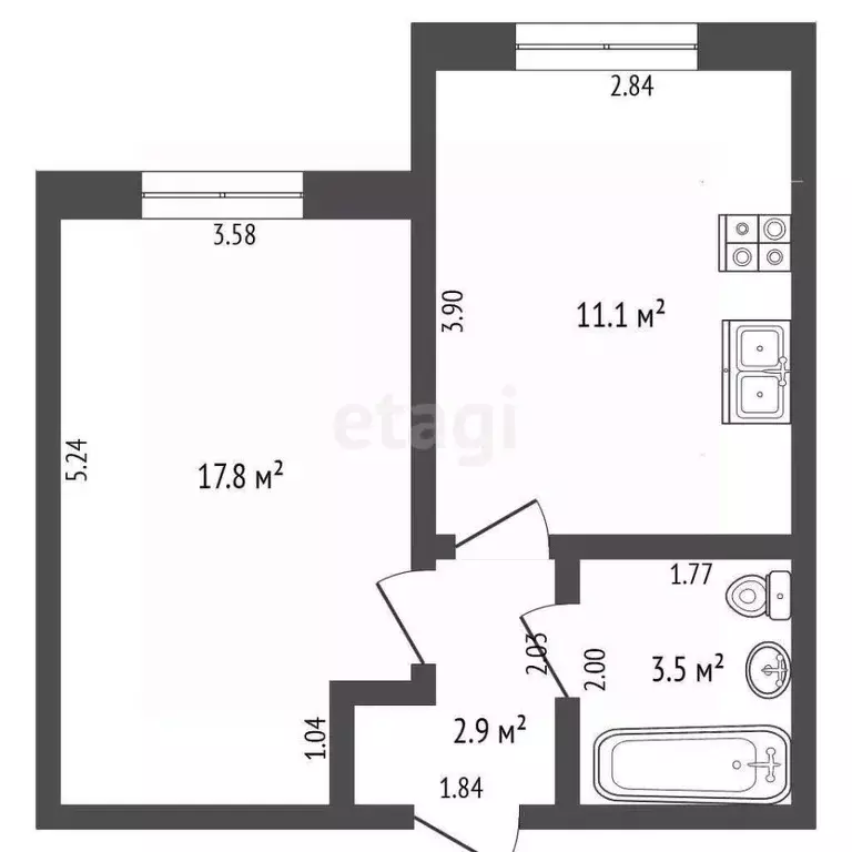1-к кв. Самарская область, Самара бул. Ивана Финютина, 61 (35.3 м) - Фото 1