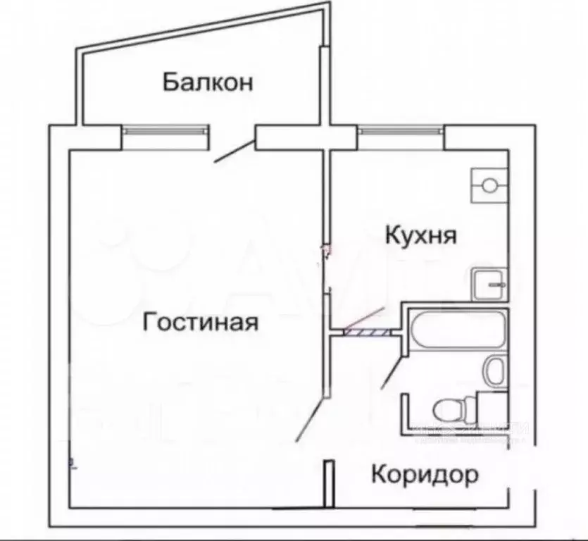 1-к. квартира, 34,5 м, 4/9 эт. - Фото 0