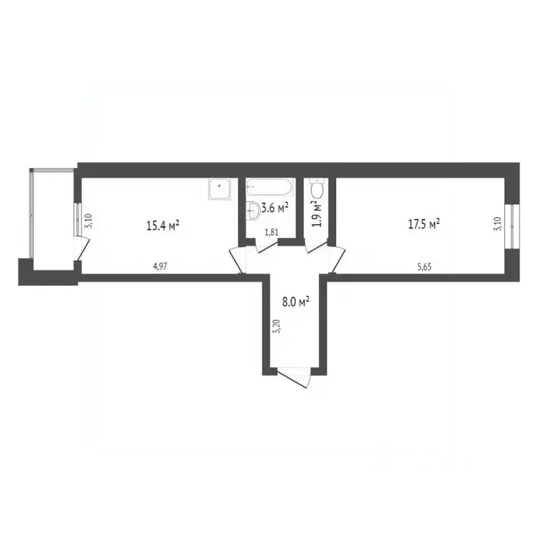 2-к кв. Томская область, Томск ул. Сергея Вицмана, 37 (52.1 м) - Фото 2