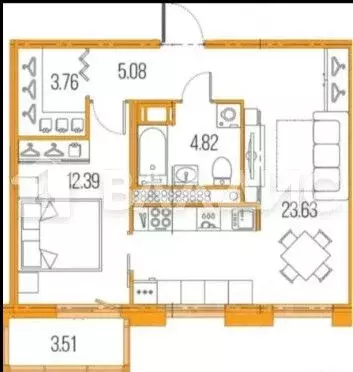 2-к кв. Санкт-Петербург просп. Героев, 31 (49.3 м) - Фото 2