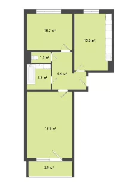 Продаётся 2-к квартира, 55.1 м - Фото 1