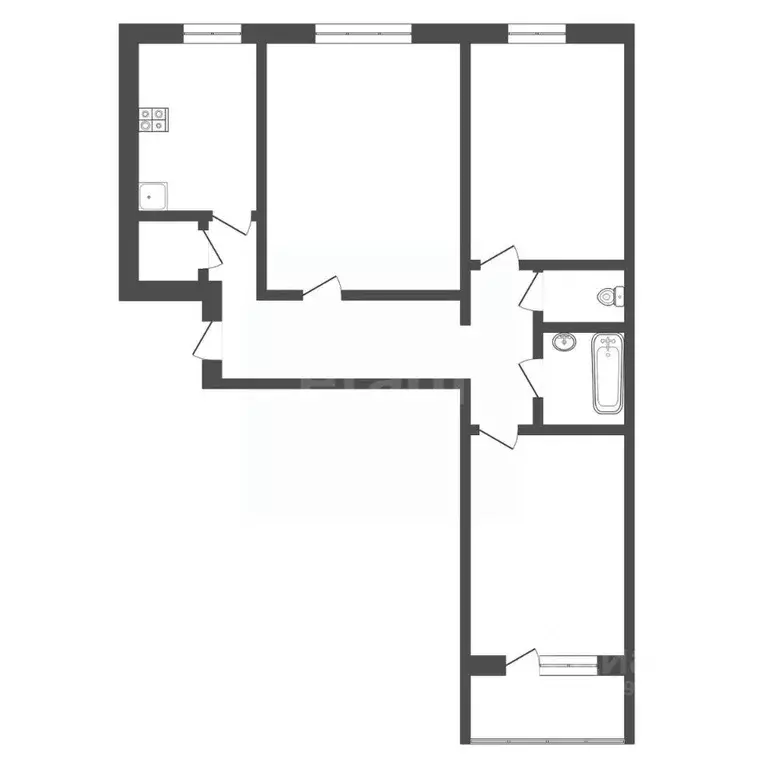 3-к кв. Тульская область, Новомосковск ул. Мира, 52А (66.2 м) - Фото 2
