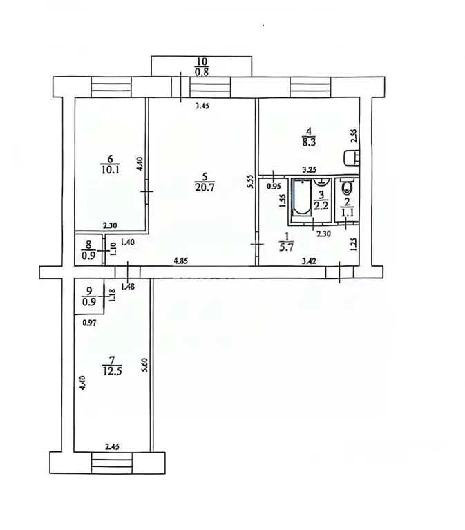 3-к кв. Томская область, Северск Коммунистический просп., 64 (62.4 м) - Фото 2