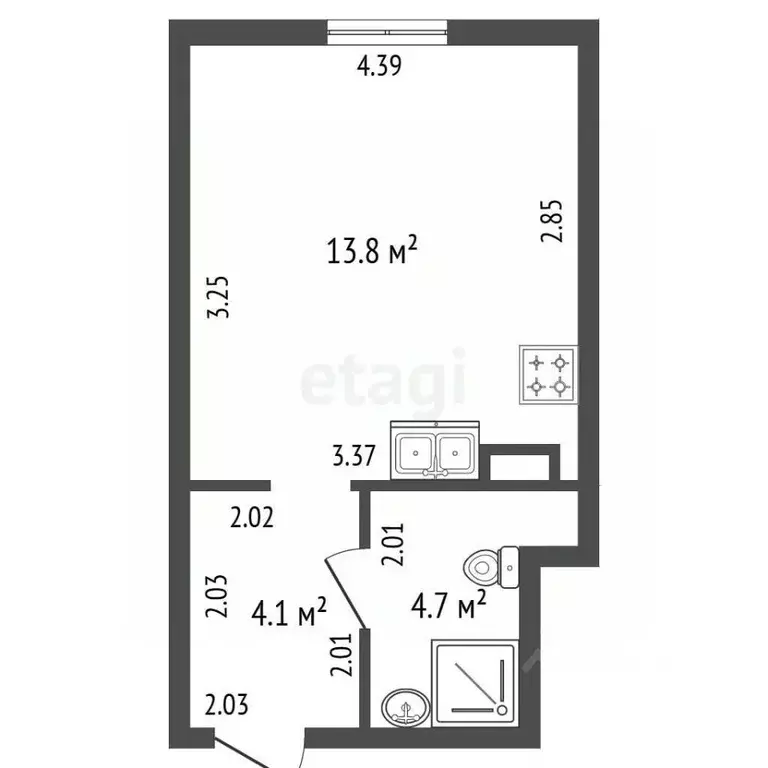 Студия Санкт-Петербург Пискаревский просп., 142к1 (21.6 м) - Фото 2
