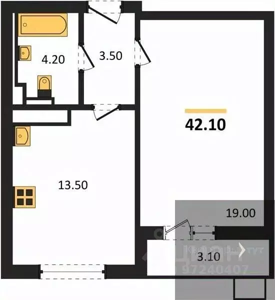 1-к кв. Воронежская область, Воронеж ул. Загоровского, 5/1 (42.1 м) - Фото 0
