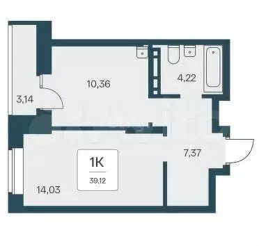 1-к. квартира, 39,1 м, 11/23 эт. - Фото 1