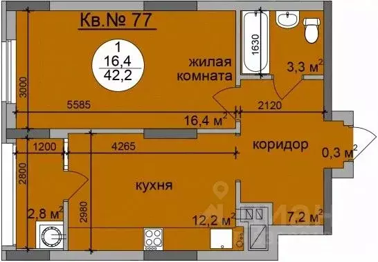 1-к кв. Рязанская область, Рязань ул. Старое Село, 2 (43.2 м) - Фото 0