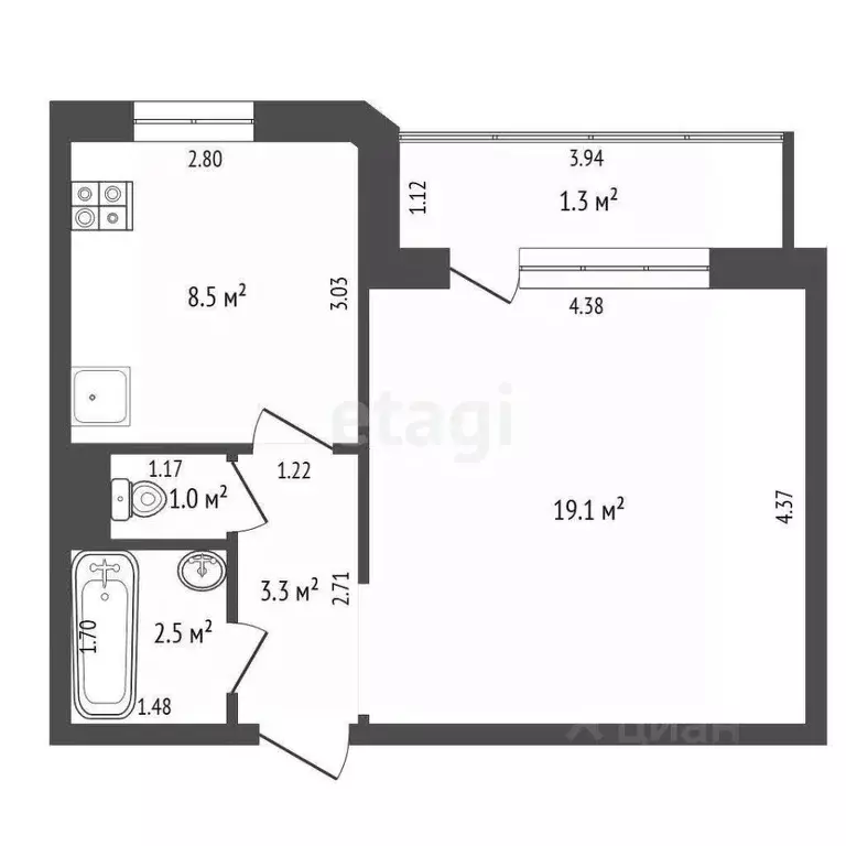 1-к кв. Забайкальский край, Чита ул. Столярова, 87 (34.4 м) - Фото 1