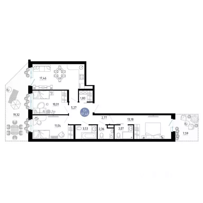 3-к кв. Рязанская область, Рязань 9-10-й кв-л,  (97.4 м) - Фото 0