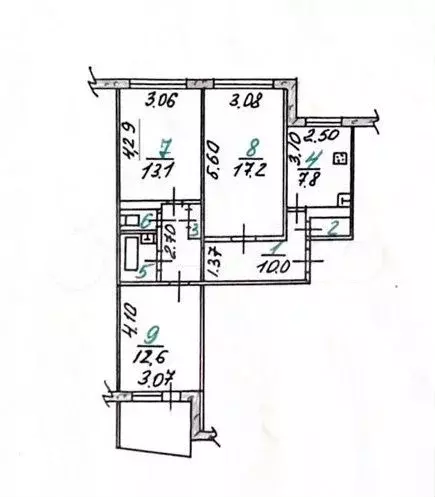 3-к. квартира, 69 м, 8/9 эт. - Фото 0