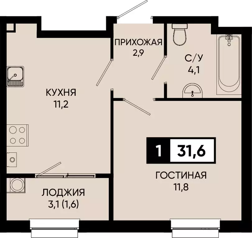 1-комнатная квартира: Ставропольский край, городской округ Кисловодск, ... - Фото 0