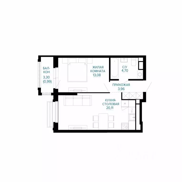1-к кв. Свердловская область, Екатеринбург Эльмаш жилрайон, Доминанта ... - Фото 1
