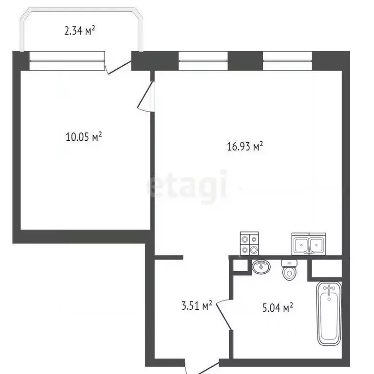 1-к кв. Тюменская область, Тюмень ул. Андрея Кореневского, 7 (34.8 м) - Фото 1