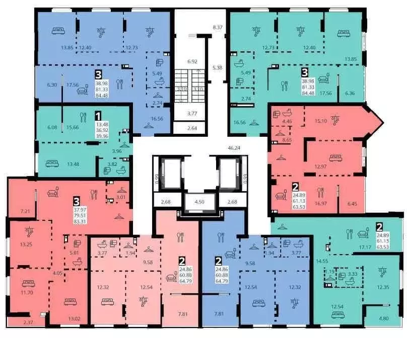 3-к кв. Липецкая область, Липецк ул. Нестерова, 9 (87.63 м) - Фото 2