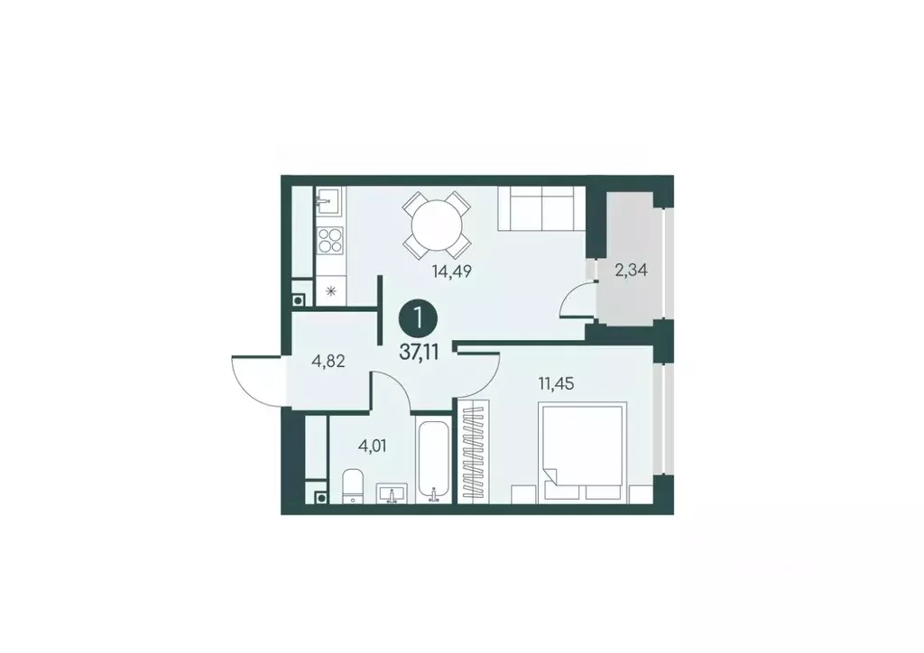 1-к кв. Курганская область, Курган Малиновые высоты жилой комплекс ... - Фото 1