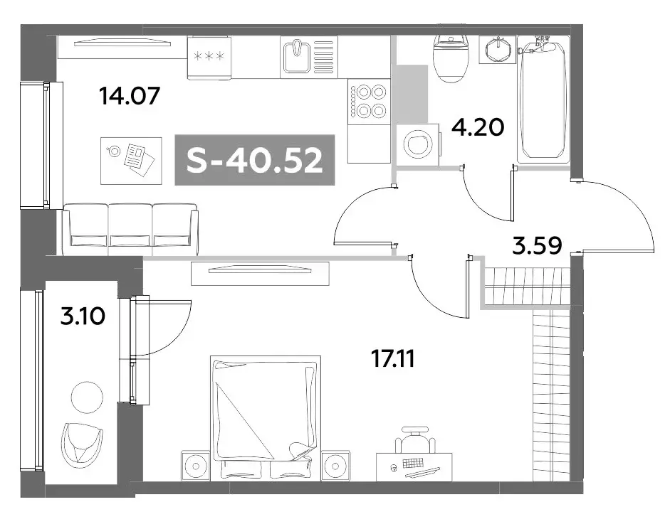 Продаётся 1-к квартира, 40.52 м - Фото 0