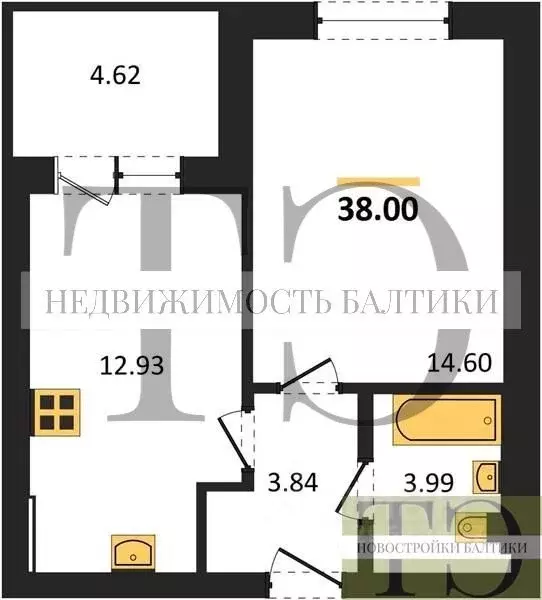 1-к кв. Калининградская область, Калининград ул. Сержанта Мишина, 81к3 ... - Фото 0