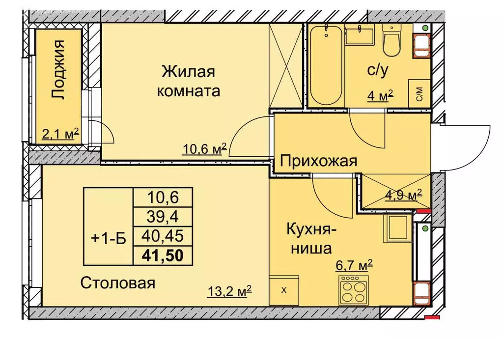 1-комнатная квартира: Нижний Новгород, улица Профинтерна, 13 (40.45 м) - Фото 0