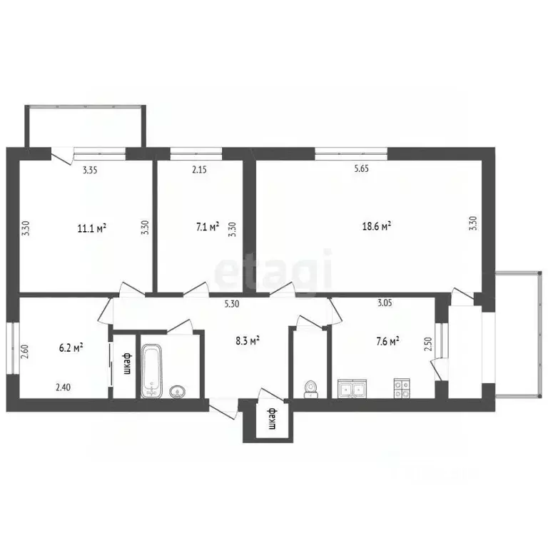 4-к кв. Крым, Симферополь ул. Кечкеметская (67.0 м) - Фото 2