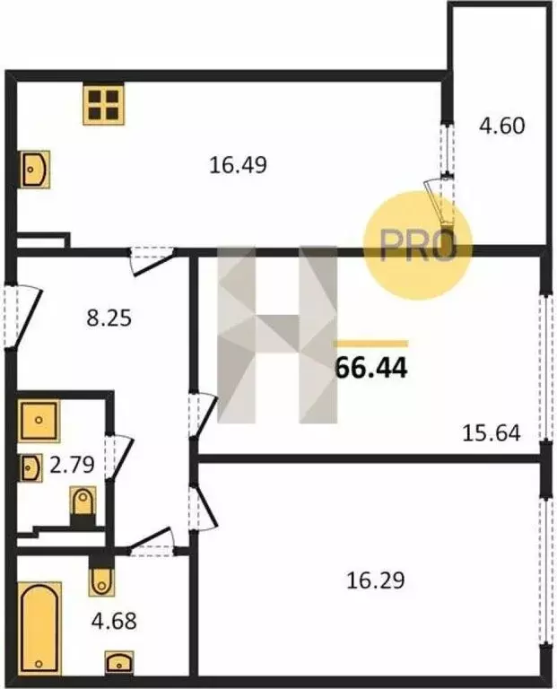 2-комнатная квартира: Калининград, Земельная улица, 30 (66.44 м) - Фото 0