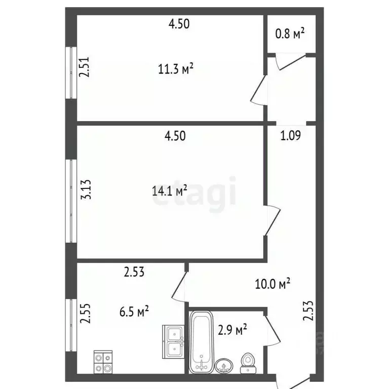 2-к кв. Санкт-Петербург просп. Металлистов, 69 (45.0 м) - Фото 2