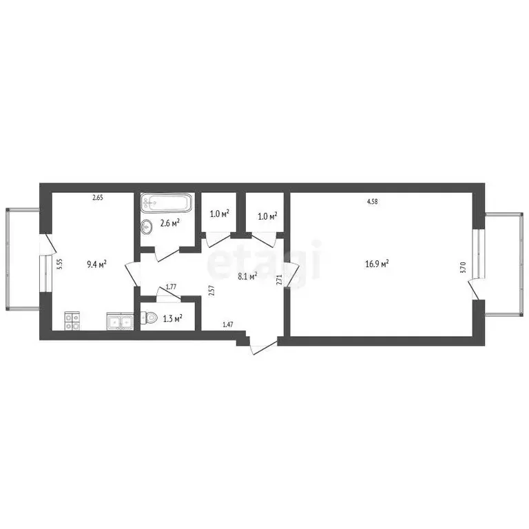 1-комнатная квартира: Судак, Серный переулок, 5 (40.3 м) - Фото 1