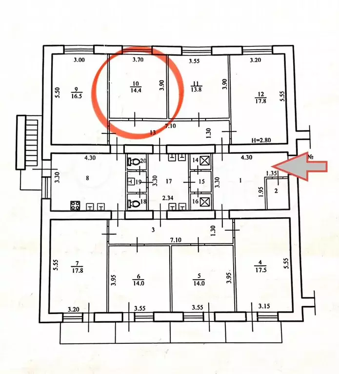 Комната 14,4 м в 1-к., 9/9 эт. - Фото 1