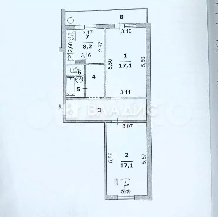 2-к. квартира, 61,1 м, 1/10 эт. - Фото 0