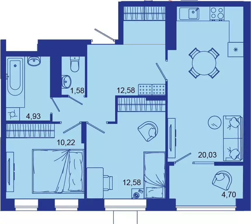 2-комнатная квартира: Брянск, Советская улица, 124 (66.9 м) - Фото 1