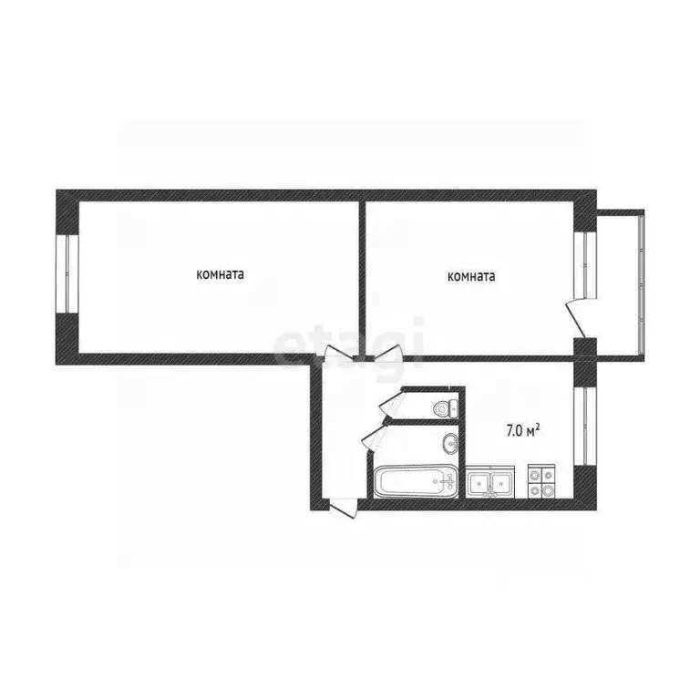 2-к кв. Ханты-Мансийский АО, Сургут ул. Островского, 42 (45.2 м) - Фото 1