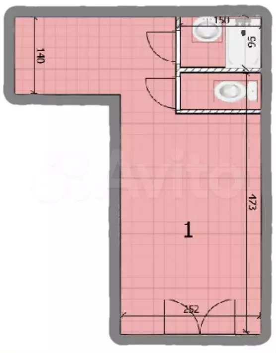 Доля в квартира-студии, 16,6 м, 1/8 эт. - Фото 0