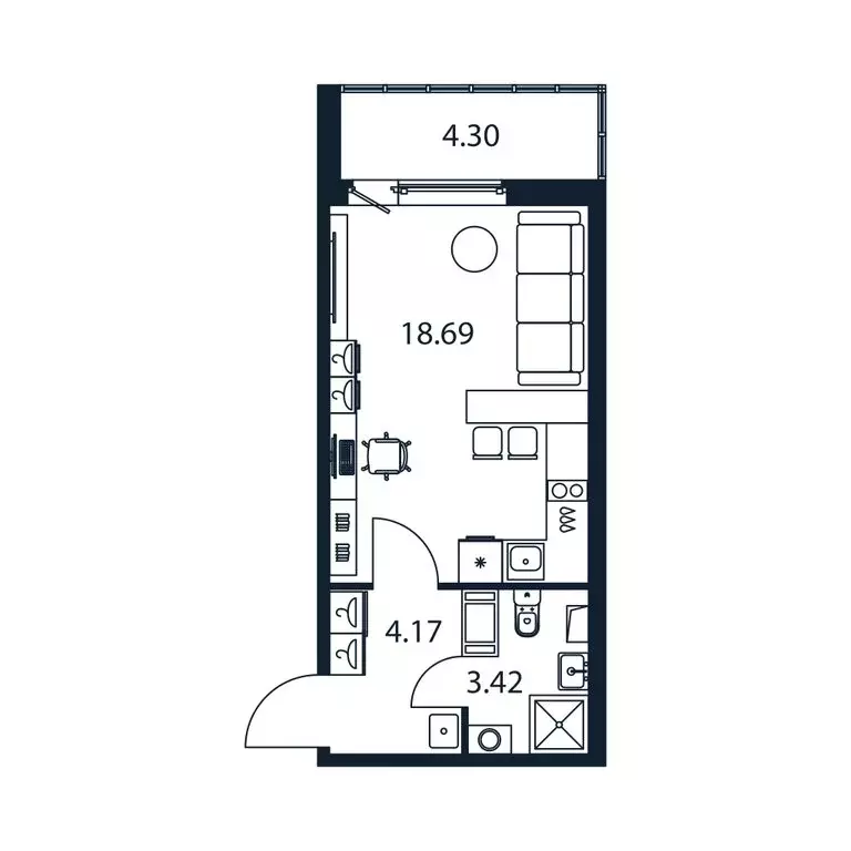 Квартира-студия: Мурино, Романовская улица, 9 (25.9 м) - Фото 1