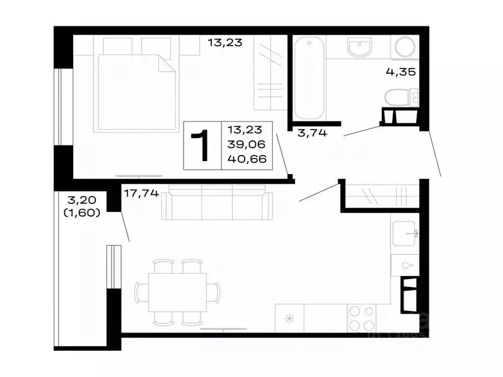 1-к кв. Адыгея, Майкоп Горные Высоты жилой комплекс (40.66 м) - Фото 1
