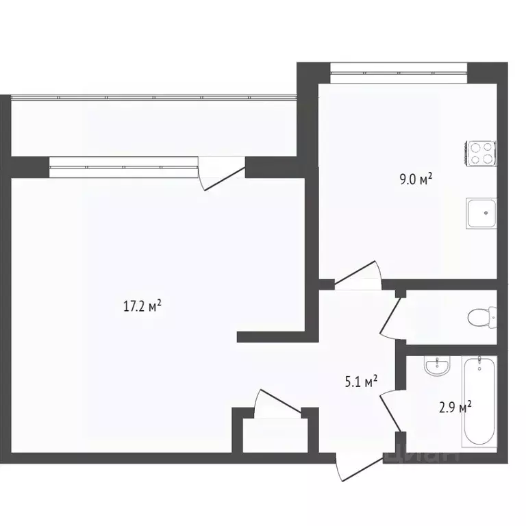 1-к кв. Бурятия, Улан-Удэ Ключевская ул., 43 (31.7 м) - Фото 2