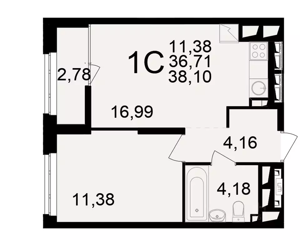 1-к кв. Рязанская область, Рязань ул. Чкалова (36.71 м) - Фото 1