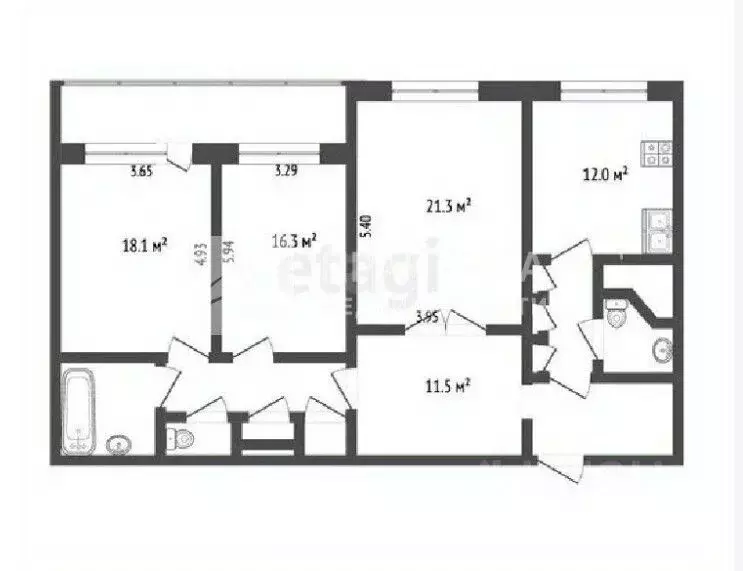 3-к кв. Москва ул. Академика Пилюгина, 14К2 (103.8 м) - Фото 1