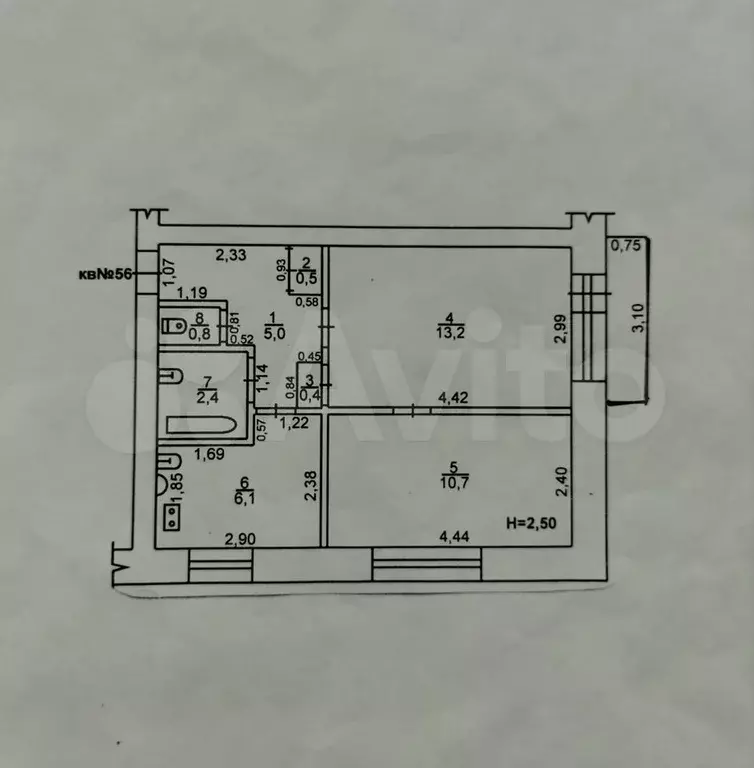 2-к. квартира, 40 м, 4/4 эт. - Фото 0